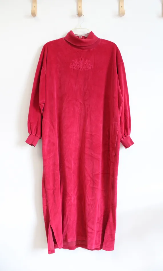 Bill Blass Bill Blass Vintage Soft Red Turtleneck Dress L Earrings