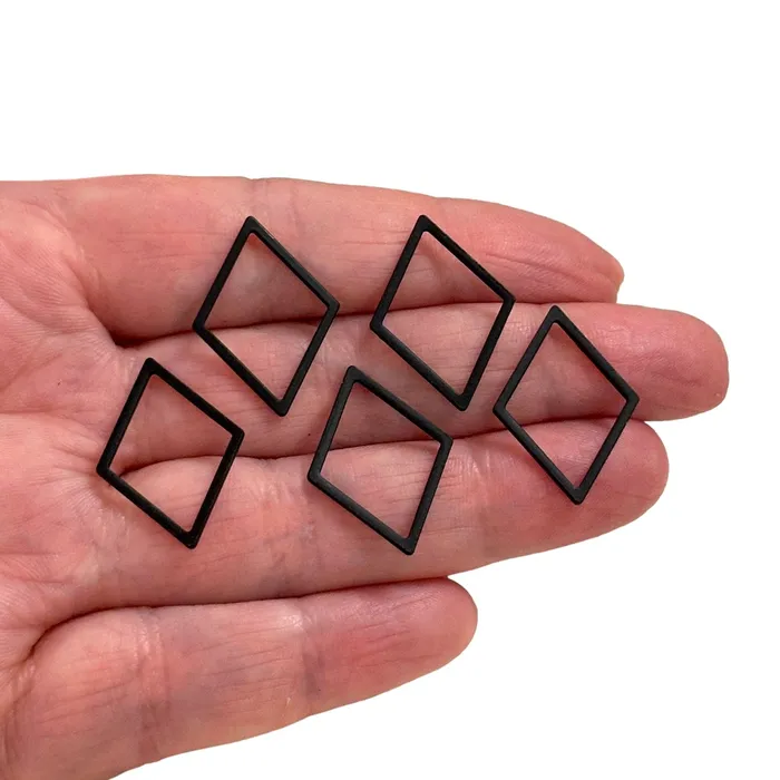 Black Plated 24x17mm Rhombus Charms Black Rhombus Connector Charms 5 pcs in a pack Peppy Beads Rings Black Plated 24x17mm Rhombus Charms Black Rhombus Connector Charms 5 pcs in a pack Peppy Beads Rings