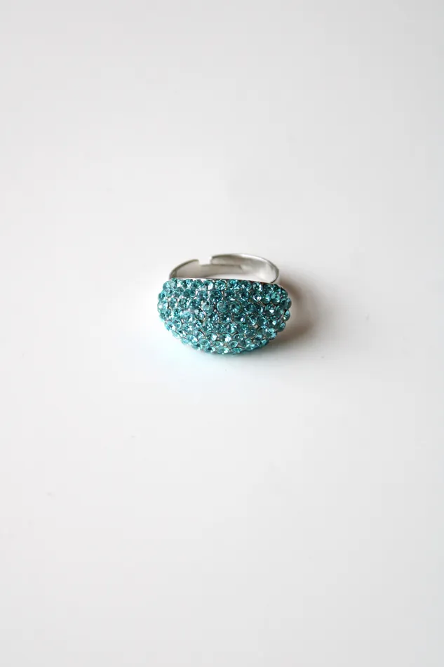 Blue Rhinestone Silver Ring Jubilee Thrift Rings