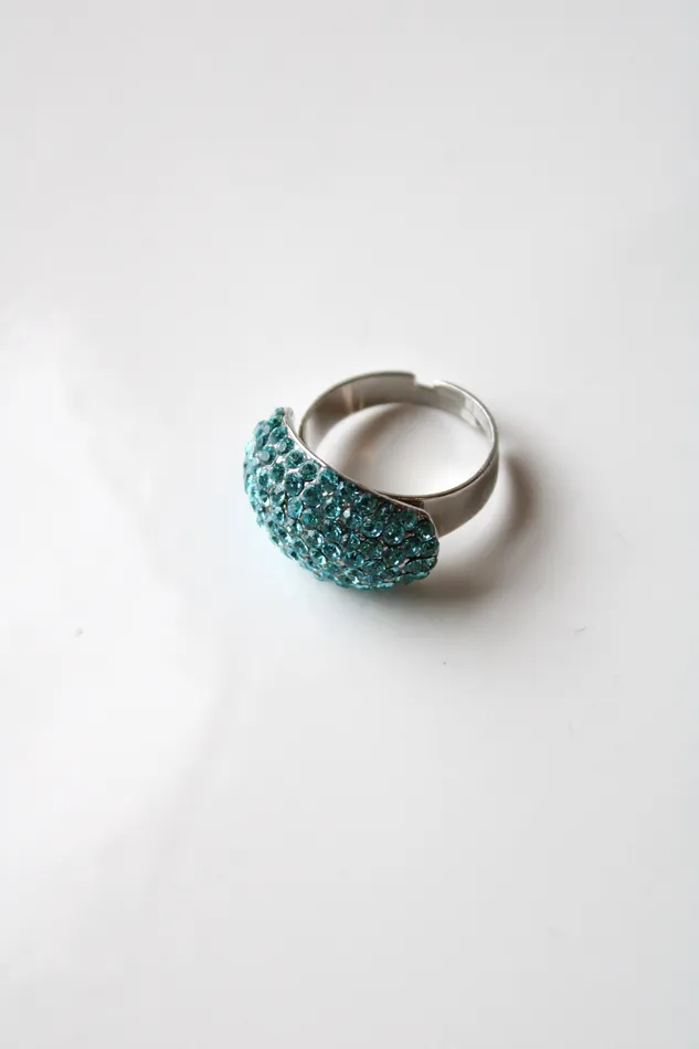 Blue Rhinestone Silver Ring Jubilee Thrift Rings