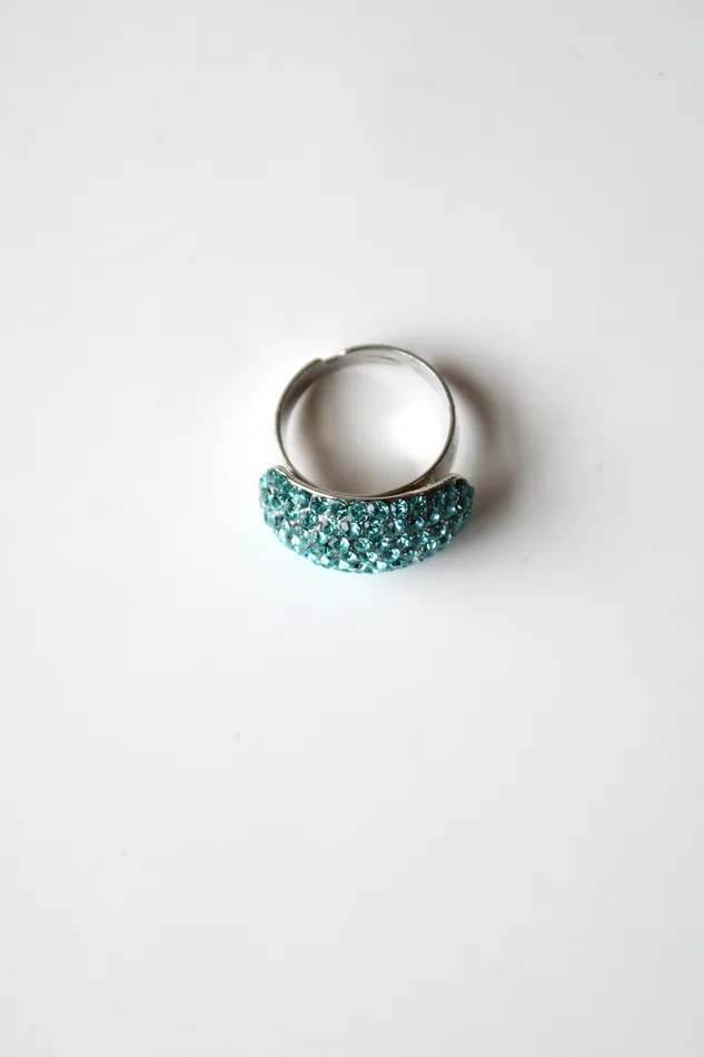Blue Rhinestone Silver Ring Jubilee Thrift Rings