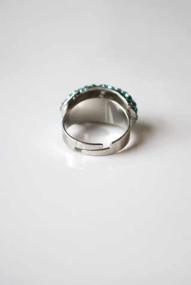 Blue Rhinestone Silver Ring Jubilee Thrift Rings