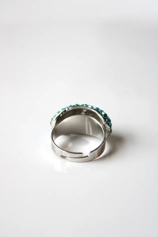 Blue Rhinestone Silver Ring Jubilee Thrift Rings