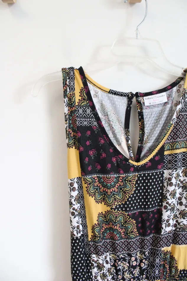 Bobbie Brooks Multicolored Patchwork Sleeveless Dress M Bobbie Brooks Earrings