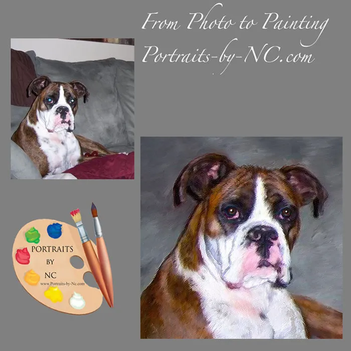 Boxer Dog Portrait in Oil Portraits by NC Earrings