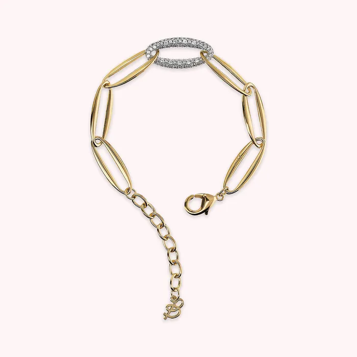 Bracciale Golden Maglie Marquise ed Elemento in Pav di Cubic Zirconia Bronzallure Earrings Bracciale Golden Maglie Marquise ed Elemento in Pav di Cubic Zirconia Bronzallure Earrings