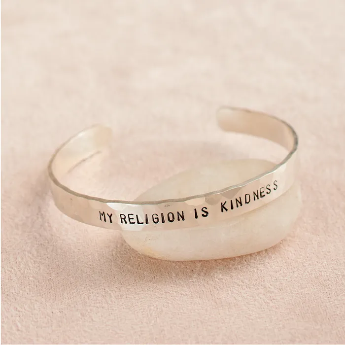 Bracelets DC My Religion Is Kindness Cuff Bracelet in Hammered Sterling Silver