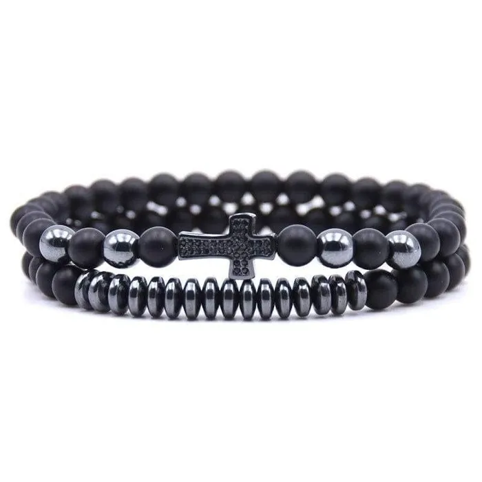 Bracelets Lords Guidance Cross Bead Bracelet br Black Cross 2pcs