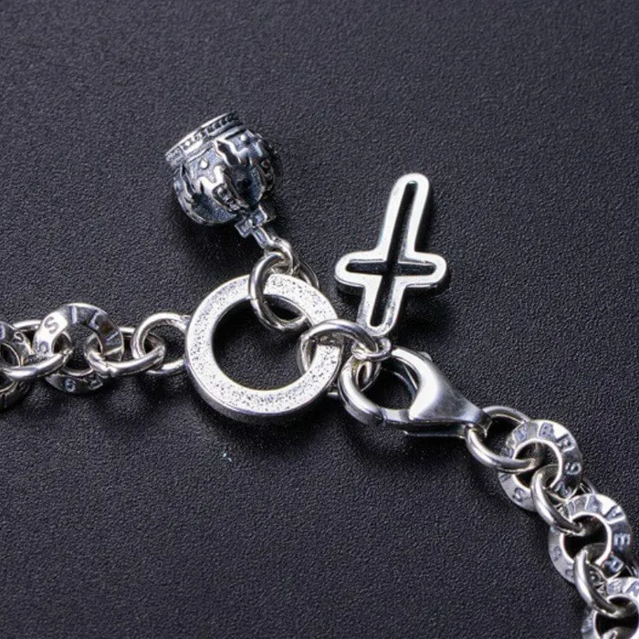 Bracelets Lords Guidance Sterling Silver Virgin Mary Chain Bracelet with Cross Charm