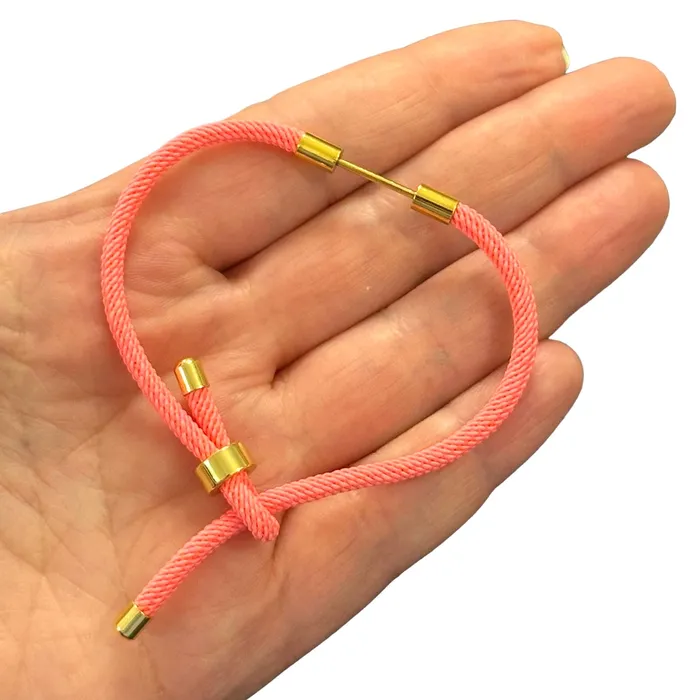 Bracelets Peppy Beads 24Kt Gold Plated Poppy Cord Bracelet Blank With Screw Clasp Bracelets Peppy Beads 24Kt Gold Plated Poppy Cord Bracelet Blank With Screw Clasp