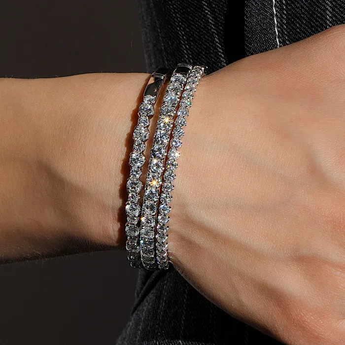 Bracelets RACHEL LYNN CHICAGO 18 Karat White Gold 300cts Alternating Diamond Hinge Bracelet
