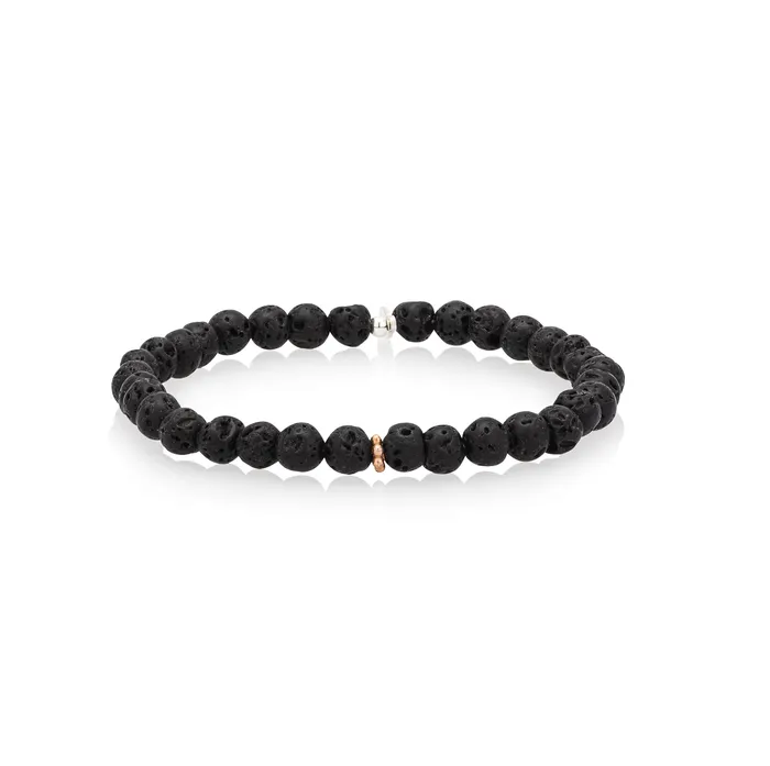 Bracelets RACHEL LYNN CHICAGO Mens Lava and Rose Disk Beaded Bracelet