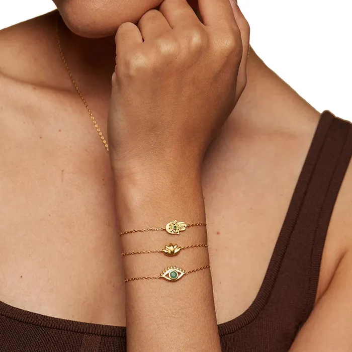 Bracelets Satya Gold Evil Eye Emerald Bracelet
