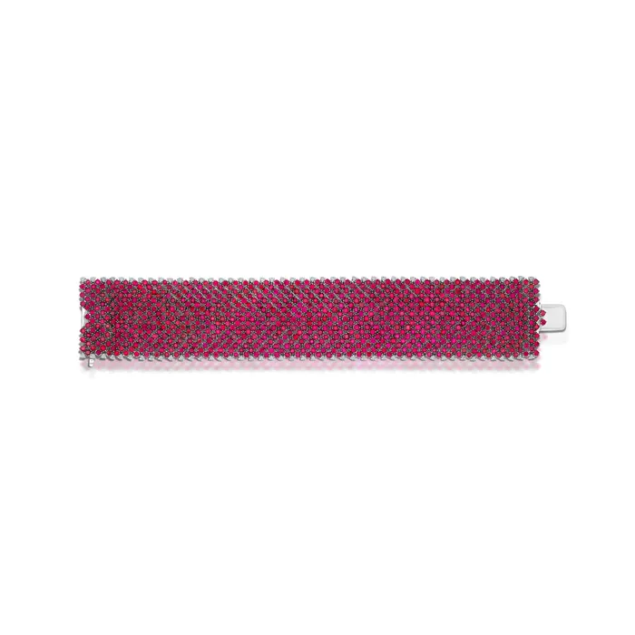 Bracelets Stephen Silver 3679 Carat Ruby Mesh Bracelet