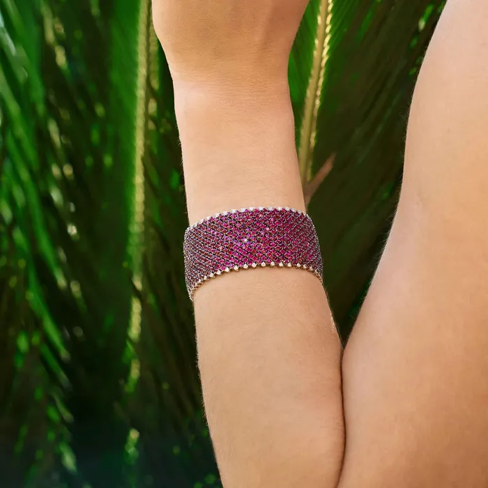 Bracelets Stephen Silver 3679 Carat Ruby Mesh Bracelet