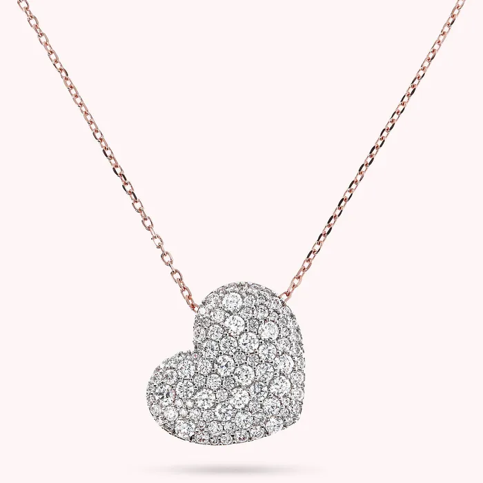 Bronzallure Collana con Pendente Cuore Pav in Cubic Zirconia Earrings