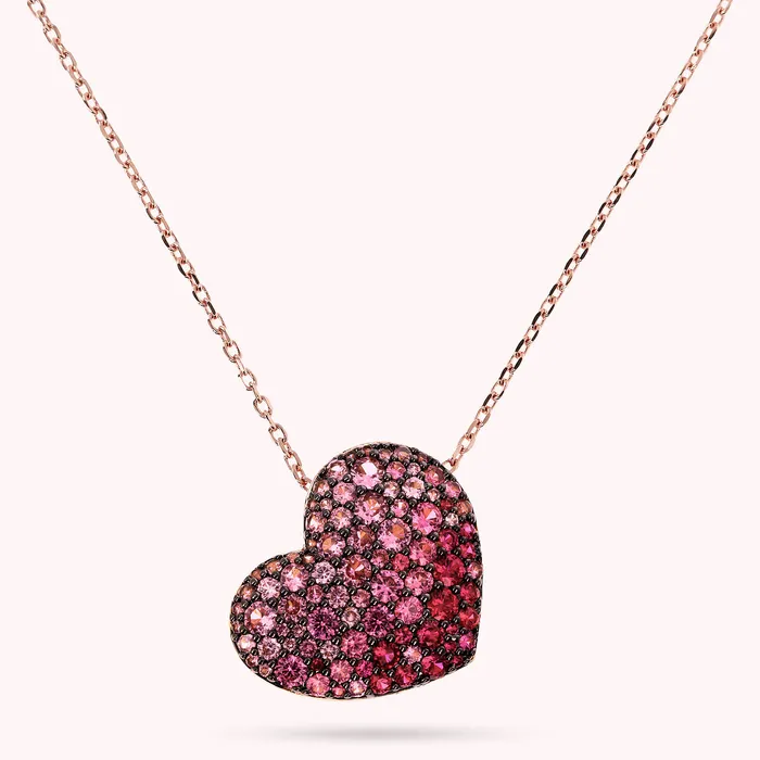 Bronzallure Collana con Pendente Cuore Pav in Cubic Zirconia Earrings
