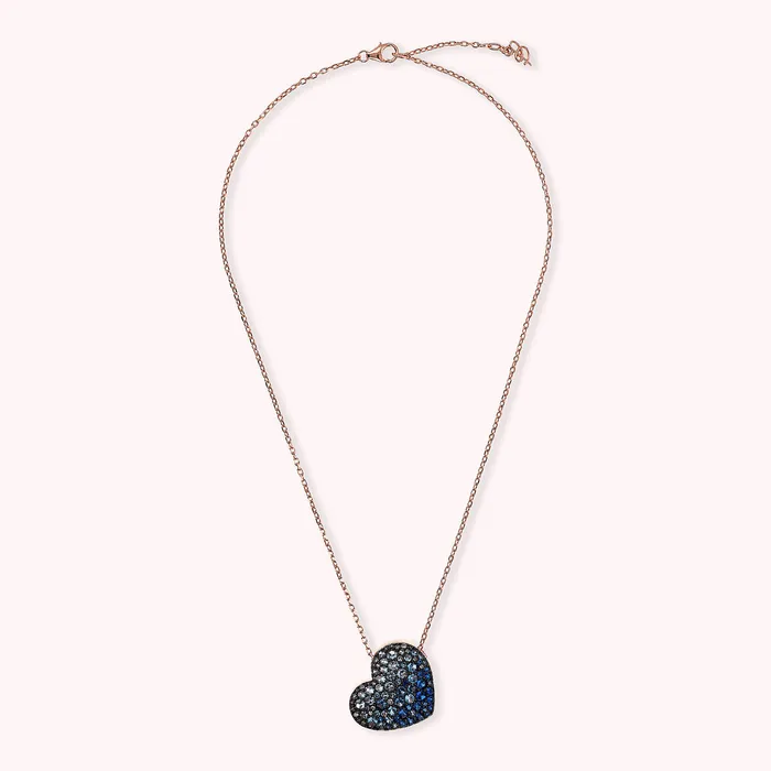 Bronzallure Collana con Pendente Cuore Pav in Cubic Zirconia Earrings