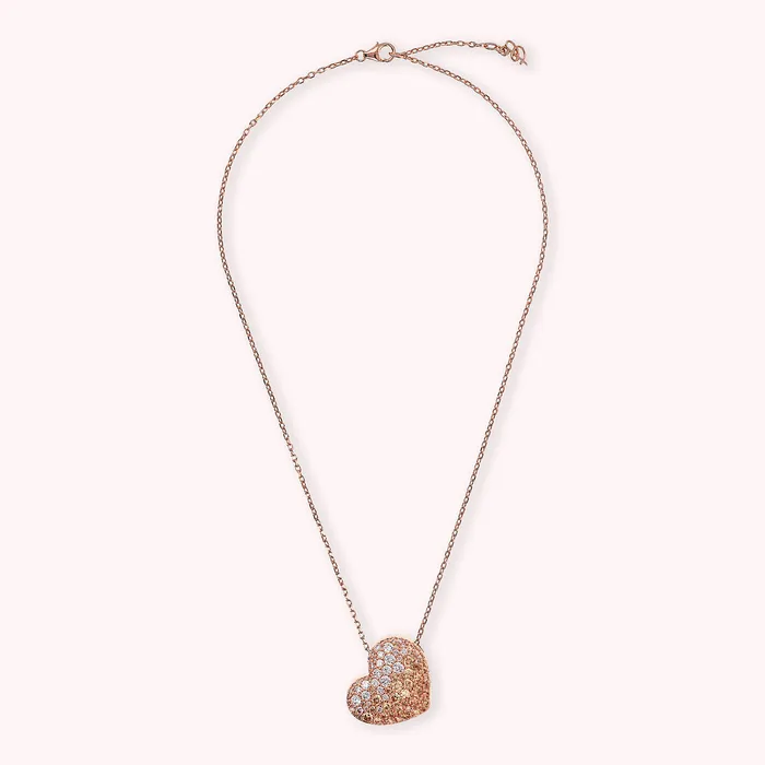 Bronzallure Collana con Pendente Cuore Pav in Cubic Zirconia Earrings
