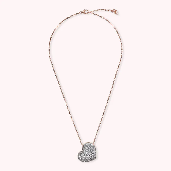 Bronzallure Collana con Pendente Cuore Pav in Cubic Zirconia Earrings