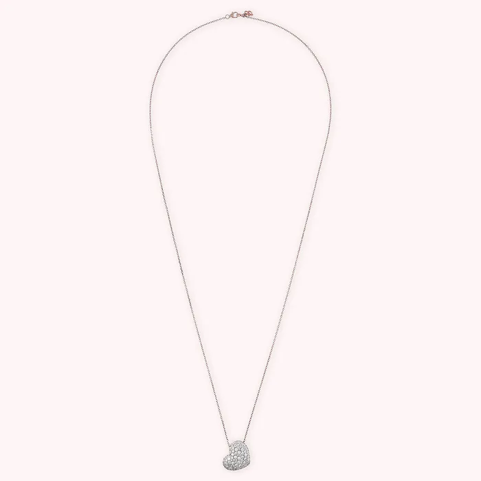 Bronzallure Collana con Pendente Cuore Pav in Cubic Zirconia Earrings