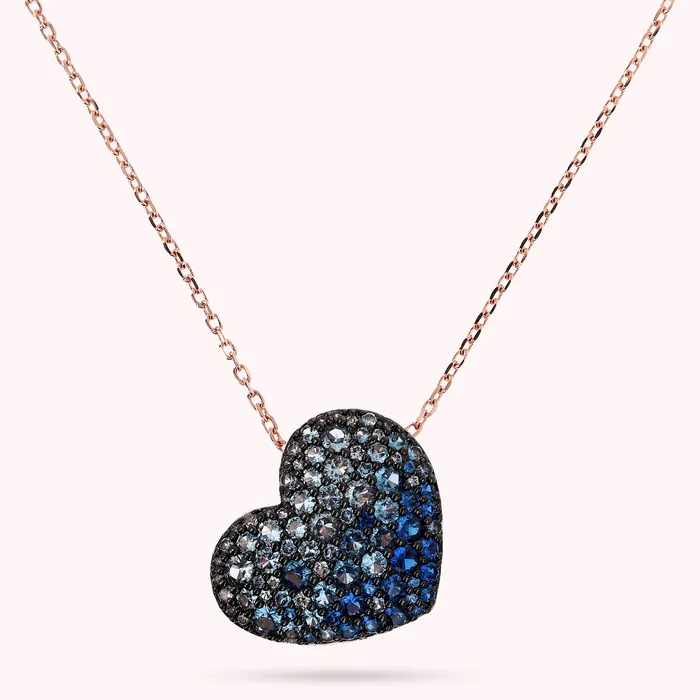 Bronzallure Collana con Pendente Cuore Pav in Cubic Zirconia Earrings