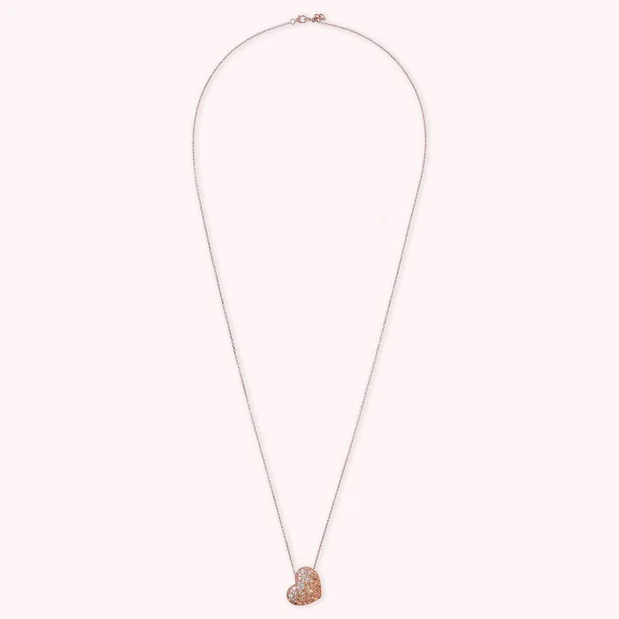 Bronzallure Collana con Pendente Cuore Pav in Cubic Zirconia Earrings