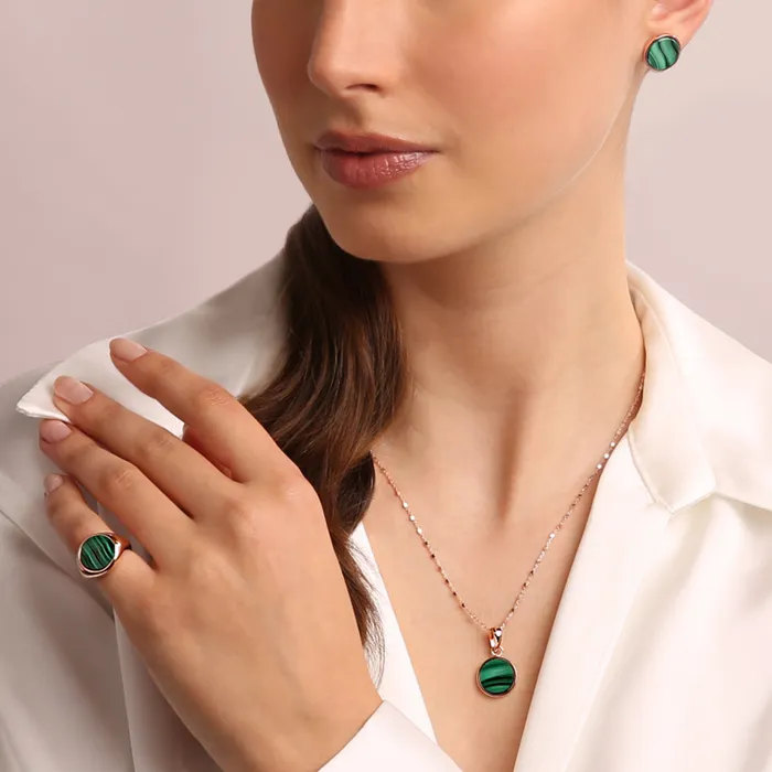 Bronzallure Earrings Anello Chevalier Piccolo con Pietra Naturale Piatta