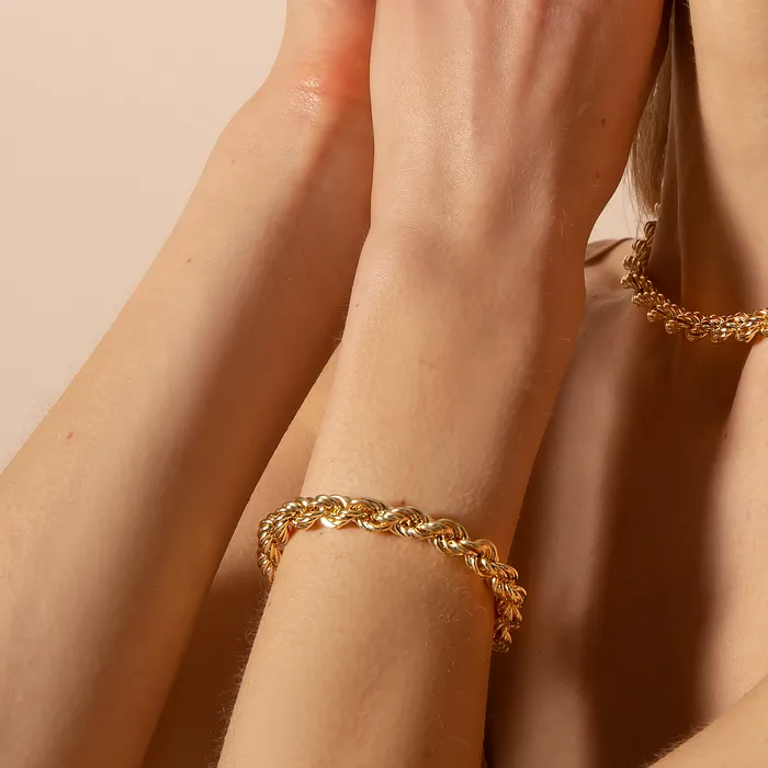 Bronzallure Earrings Bracciale Catena Corda Golden