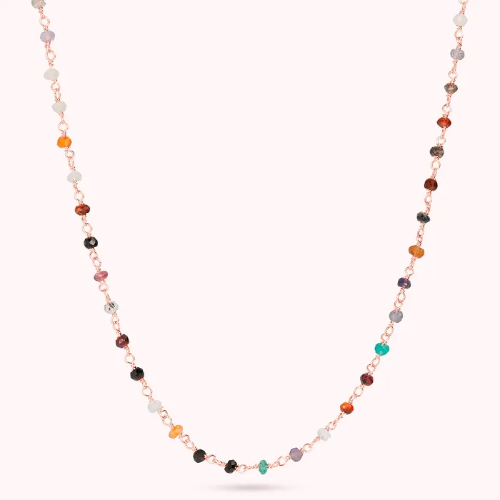 Bronzallure Earrings Collana Rosario con Quarzo Multicolore