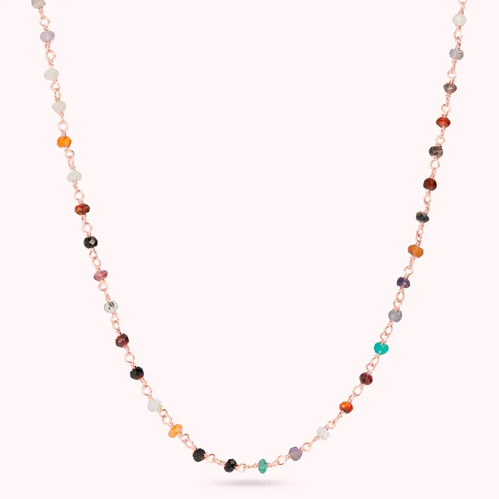 Bronzallure Earrings Collana Rosario con Quarzo Multicolore