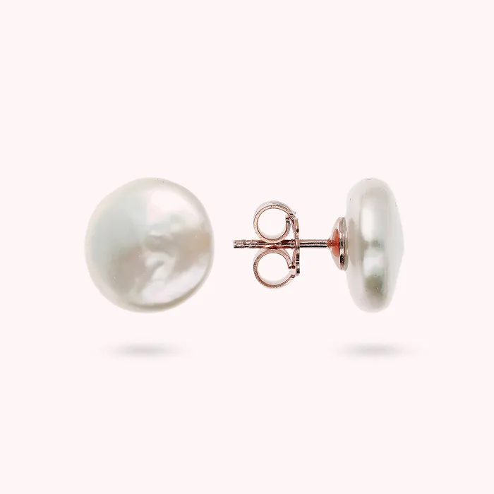 Bronzallure Earrings Orecchini a Bottone con Perle dAcqua Dolce Bianche 10 mm