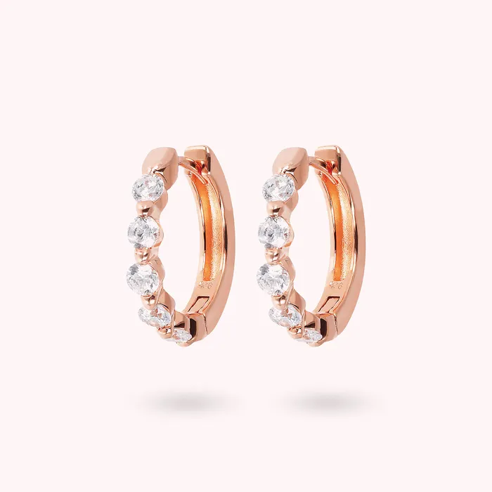 Bronzallure Earrings Orecchini a Cerchio con Punti Luce in Cubic Zirconia