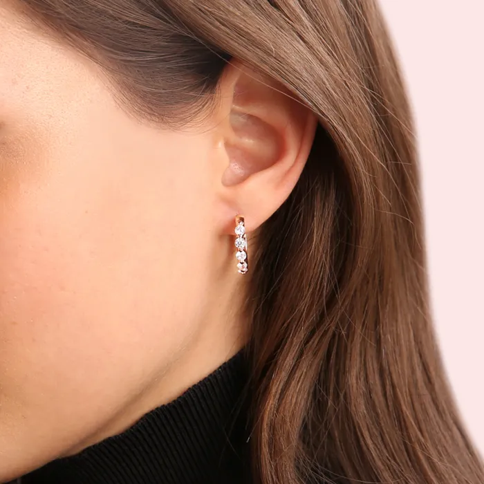 Bronzallure Earrings Orecchini a Cerchio con Punti Luce in Cubic Zirconia
