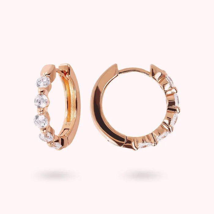 Bronzallure Earrings Orecchini a Cerchio con Punti Luce in Cubic Zirconia