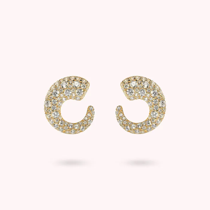 Bronzallure Earrings Orecchini a Lobo Golden Semicerchio Graduato in Pav Misto Bronzallure Earrings Orecchini a Lobo Golden Semicerchio Graduato in Pav Misto