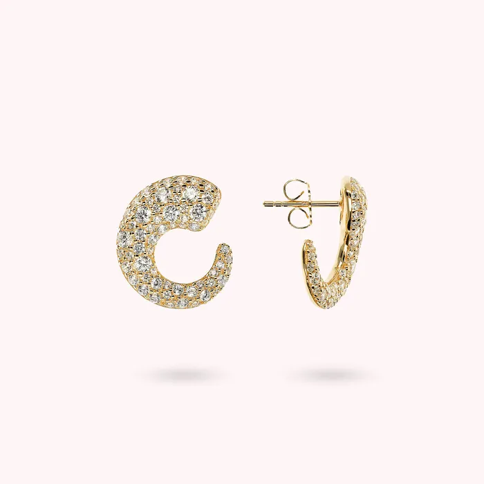 Bronzallure Earrings Orecchini a Lobo Golden Semicerchio Graduato in Pav Misto