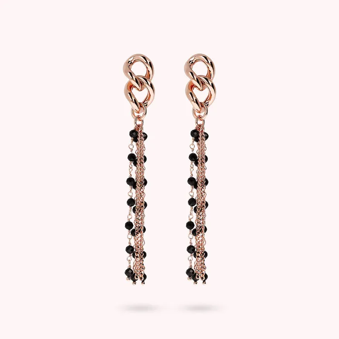 Bronzallure Earrings Orecchini Pendenti a Filo Catena Grumetta e Pietre Naturali Sfaccettate Bronzallure Earrings Orecchini Pendenti a Filo Catena Grumetta e Pietre Naturali Sfaccettate
