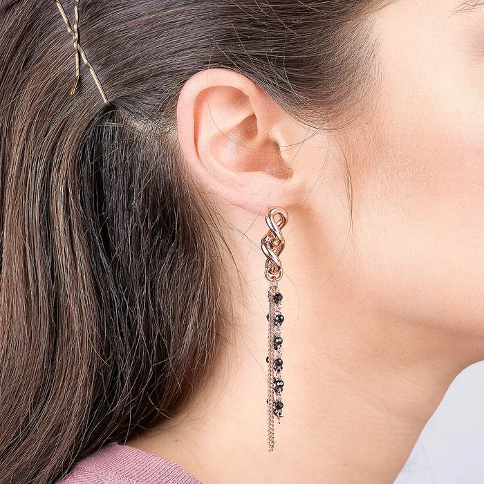 Bronzallure Earrings Orecchini Pendenti a Filo Catena Grumetta e Pietre Naturali Sfaccettate