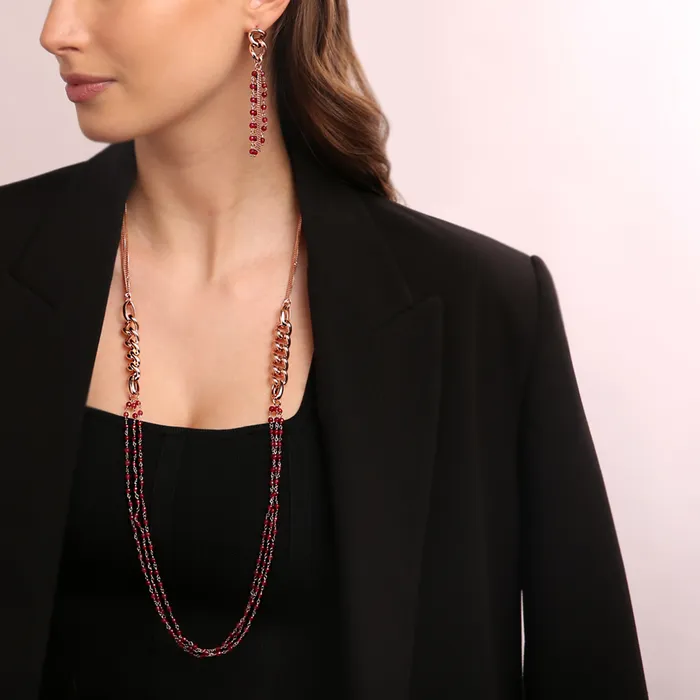 Bronzallure Earrings Orecchini Pendenti a Filo Catena Grumetta e Pietre Naturali Sfaccettate