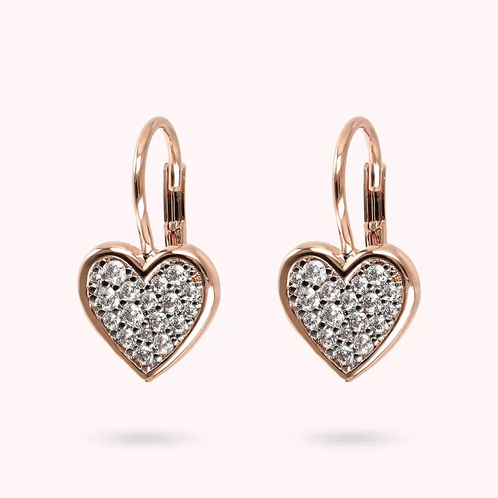Bronzallure Earrings Orecchini Pendenti con Cuore in Cubic Zirconia