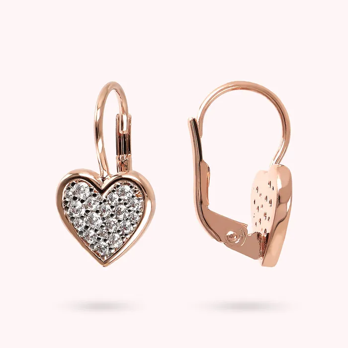 Bronzallure Earrings Orecchini Pendenti con Cuore in Cubic Zirconia