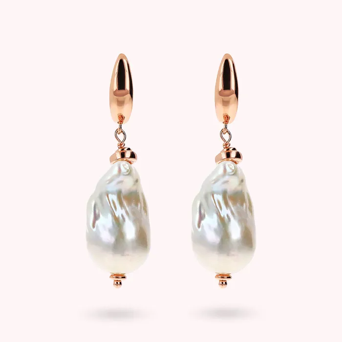 Bronzallure Earrings Orecchini Pendenti con Perle Barocche Bianche dAcqua Dolce 1314 mm Bronzallure Earrings Orecchini Pendenti con Perle Barocche Bianche dAcqua Dolce 1314 mm