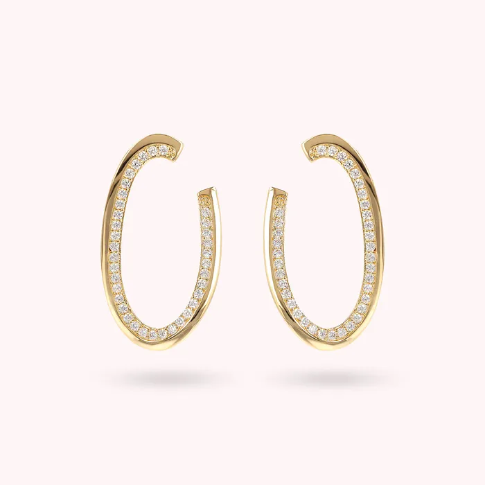 Bronzallure Earrings Orecchini Pendenti Ovali Golden con Cubic Zirconia