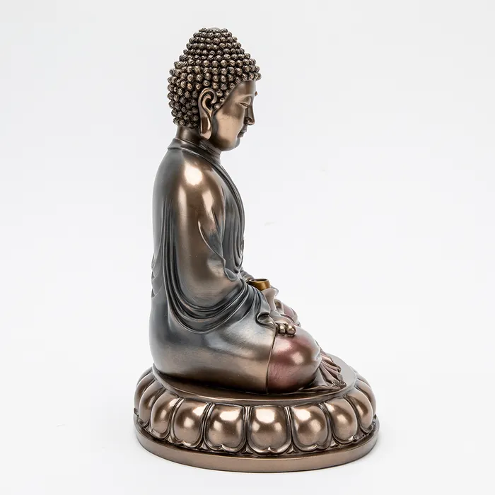 Bronze Meditating Buddha Statue with Alms Bowl Top Land Trading Necklaces