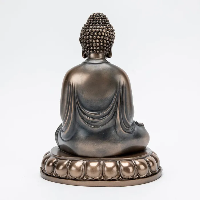 Bronze Meditating Buddha Statue with Alms Bowl Top Land Trading Necklaces