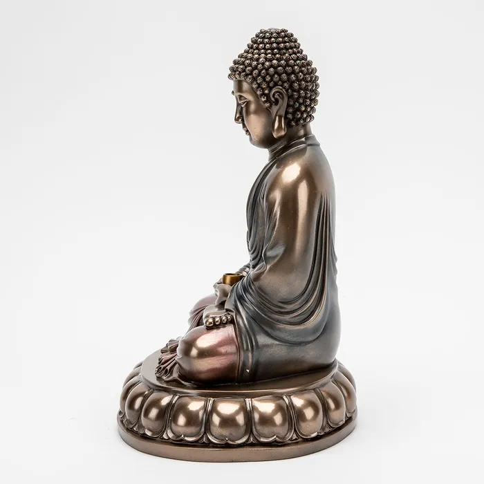 Bronze Meditating Buddha Statue with Alms Bowl Top Land Trading Necklaces