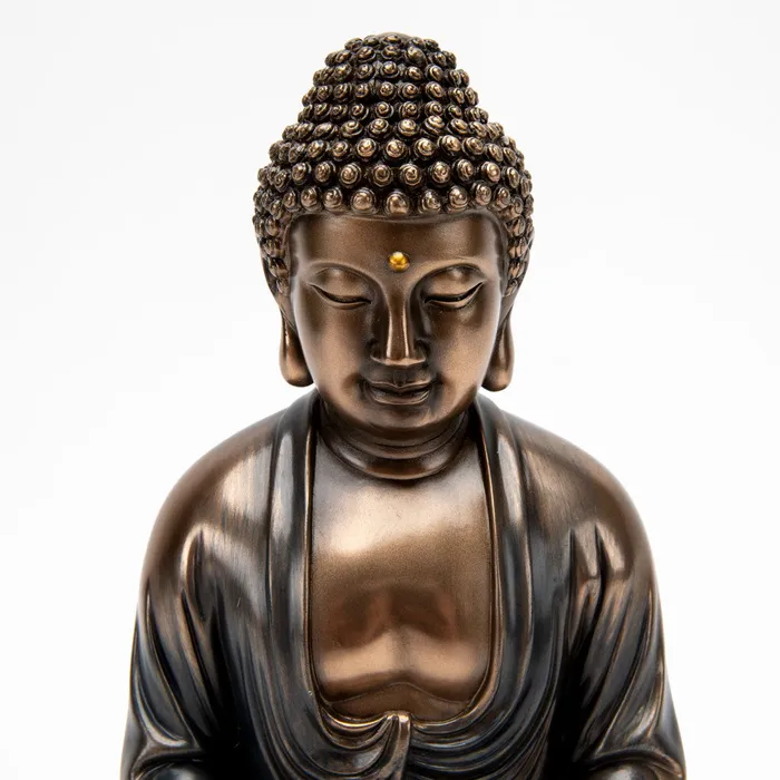 Bronze Meditating Buddha Statue with Alms Bowl Top Land Trading Necklaces