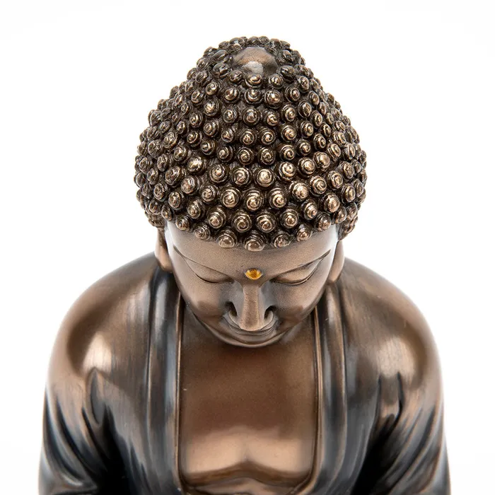 Bronze Meditating Buddha Statue with Alms Bowl Top Land Trading Necklaces