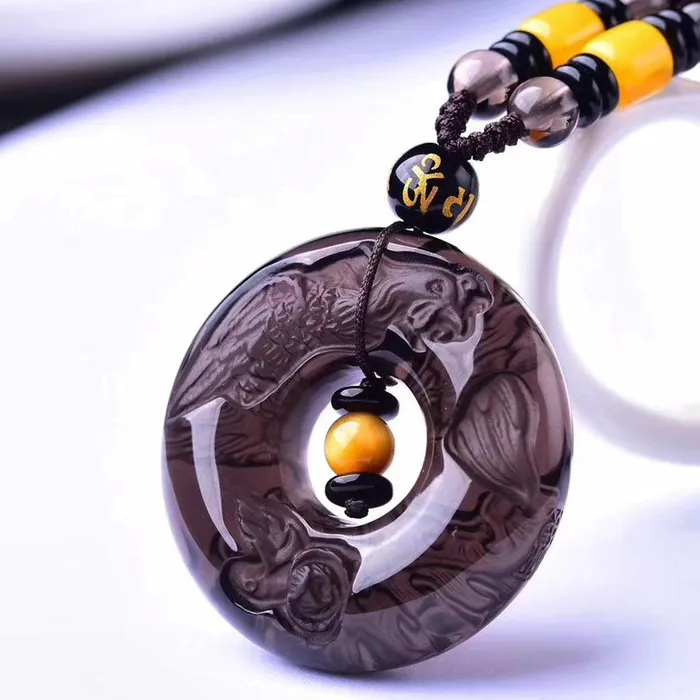 Bryan Lim Necklaces Obsidian Dragon and Phoenix Peace Necklace